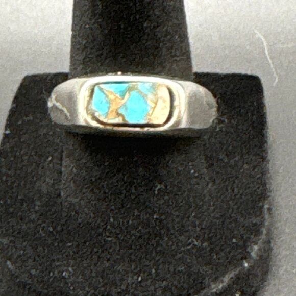 Kingman Turquoise and Sterling Silver Ring size 9 NEW Unisex
